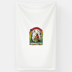 Halloween Hek Ketel Brouwend Zwarte Kat Spookachti Spandoek