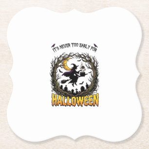Halloween Hek Ketel Maan Begraafplaats Kromme Boom Kartonnen Onderzetters