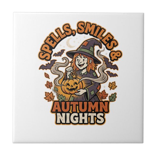 Halloween Hek Pompoen Vibes Tegeltje (Voorkant)