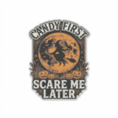 Halloween Hekenshirt Snoep Schrik Barderen Gravure Sticker (Voorkant)