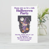Halloween heks 4 kinder, charmante tovenares kaart (Staand voorkant)