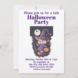 Halloween heks 4 kinder, charmante tovenares kaart