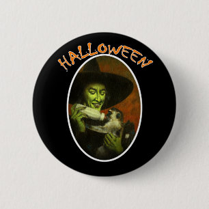 Halloween heks and Flying Monkey Ronde Button 5,7 Cm