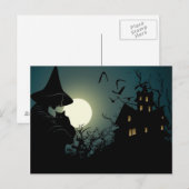 Halloween: heks and hounted house briefkaart (Voorkant / Achterkant)
