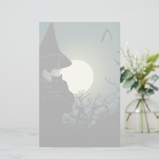 Halloween: heks and hounted house briefpapier (Staand voorkant)