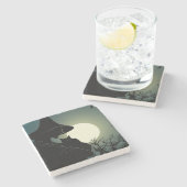 Halloween: heks and hounted house stenen onderzetter (Zijkant)