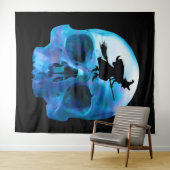 Halloween heks and Skull Tapestry Wandkleed (In Situ (horizontaal))