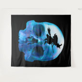 Halloween heks and Skull Tapestry Wandkleed (Voorkant (horizontaal))