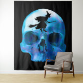 Halloween heks and Skull Tapestry Wandkleed (In situ)