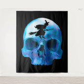 Halloween heks and Skull Tapestry Wandkleed (Voorkant)