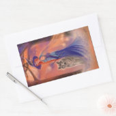 Halloween heks and wolf van Renee Lavoie Rechthoekige Sticker (Envelop)