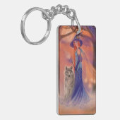 Halloween heks and wolf van Renee Lavoie Sleutelhanger (Voorkant Links)