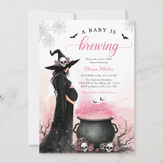 Halloween Heks Baby shower Uitnodiging (Voorkant)