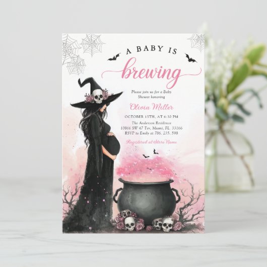 Halloween Heks Baby shower Uitnodiging (Staand voorkant)