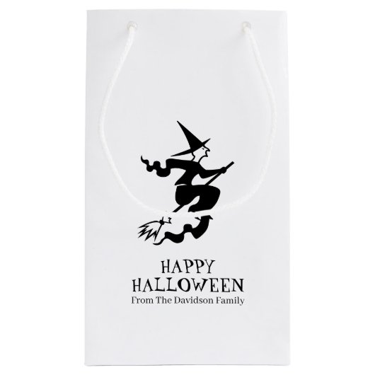 Halloween heks black and white custom traite klein cadeauzakje (Achterkant)