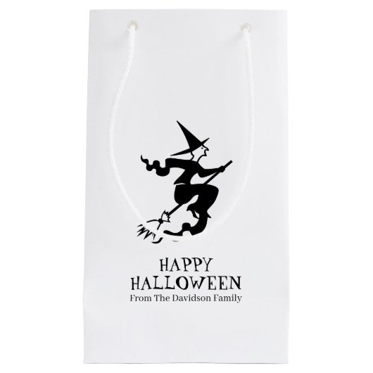 Halloween heks black and white custom traite klein cadeauzakje (Voorkant)