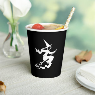Halloween heks black and white spooky papieren bekers