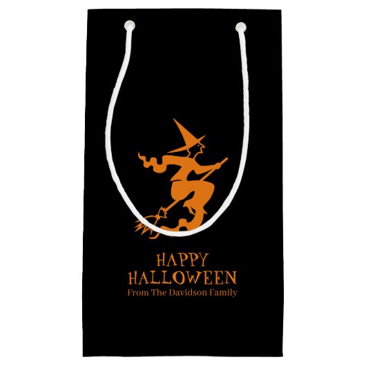 Halloween heks black oranje custom treat klein cadeauzakje (Voorkant)
