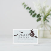 Halloween Heks Blauwe Baby Luier Raffle Ticket Informatiekaartje (Staand voorkant)