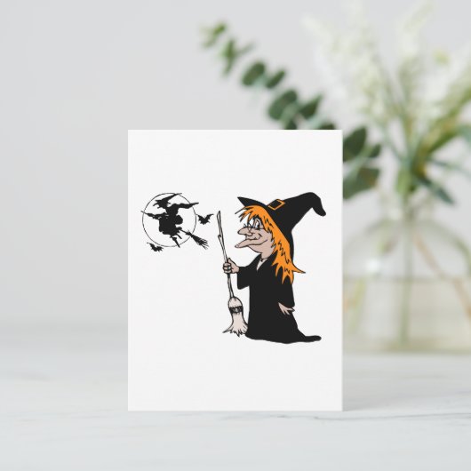 halloween heks briefkaart (Staand voorkant)