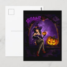 Halloween heks briefkaart