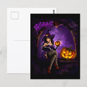 Halloween heks briefkaart