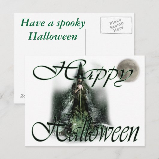Halloween heks briefkaart (Voorkant / Achterkant)