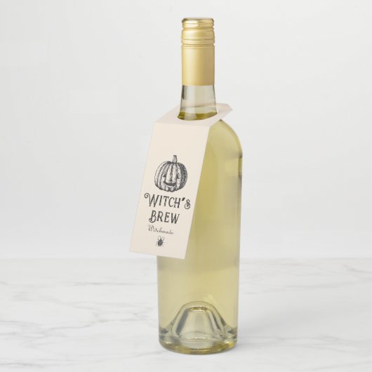 Halloween Heks Brouwfles  pompoen Flessenhanger (Schuin)