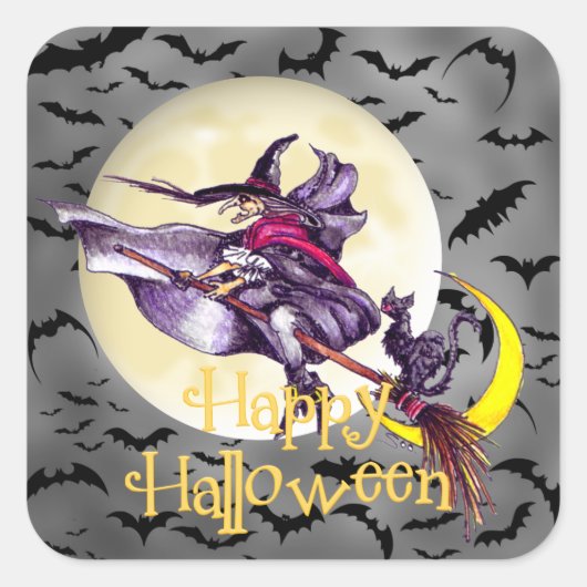 Halloween heks cartoon Vakantie sticker (Voorkant)
