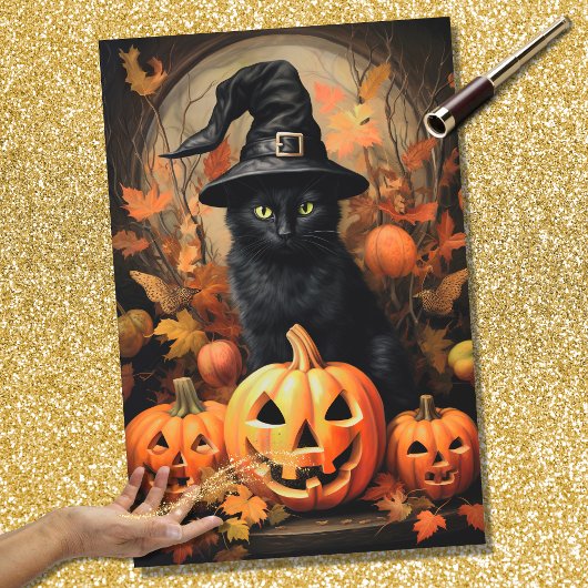 Halloween Heks Cat 1 Decoupage Papier