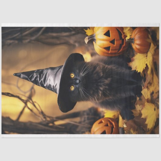 Halloween Heks Cat 4 Decoupage Papier (Voorkant)