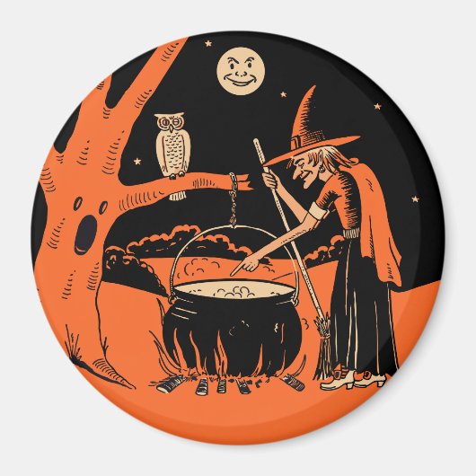 Halloween - Heks & Cauldron Magneet (Voorkant)