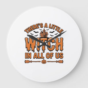 Halloween Heks Citaat Vintage Vector Ontwerp_1 Grote Klok