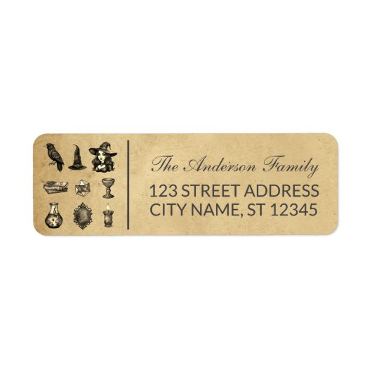 Halloween heks  Custom Family Naam label (Voorkant)