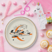 Halloween-heks die een vliegtuig vliegt Papieren Bordje (Feest)