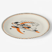 Halloween-heks die een vliegtuig vliegt Papieren Bordje (Gekanteld)