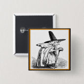  Halloween-heks die loopt met Cane Button (Voorkant /achterkant)