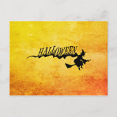 Halloween heks die op een broomstick vliegt briefkaart (Voorkant)