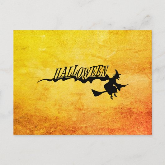 Halloween heks die op een broomstick vliegt briefkaart (Voorkant)