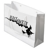 Halloween heks die op een broomstick vliegt groot cadeauzakje (Voorkant Gekanteld)