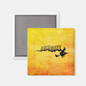 Halloween heks die op een broomstick vliegt magneet (Voorkant / Achterkant)