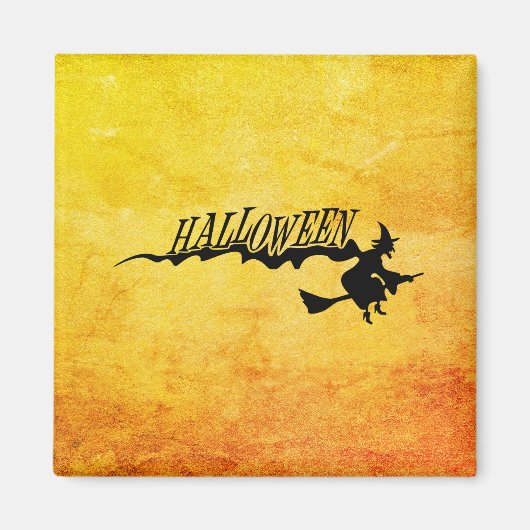 Halloween heks die op een broomstick vliegt magneet (Voorkant)