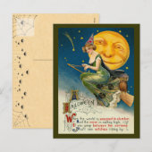  Halloween-heks die op haar magische bezems vliegt Feestdagenkaart (Voorkant / Achterkant)