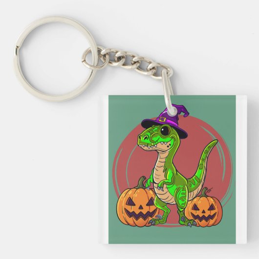 Halloween Heks Dinosaurus Sleutelhanger (voorkant)