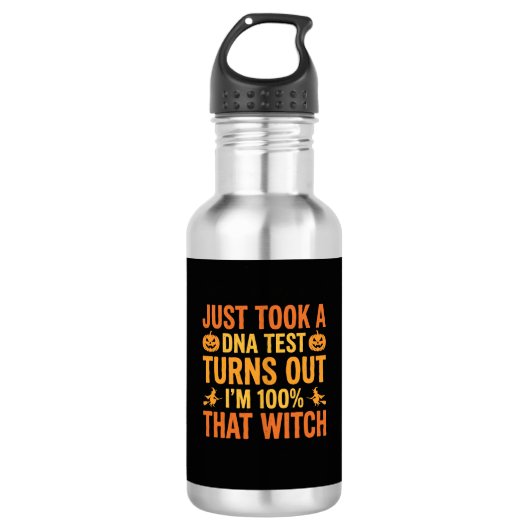 Halloween Heks DNA Test Grappig Ontwerp Waterfles (Voorkant)