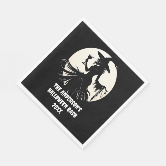 Halloween Heks Drink Wijn Familienaam Custom Servet (Hoek)