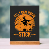 Halloween Heks Drive Stick Grafisch_1 Acryl Bord (Neutraal)