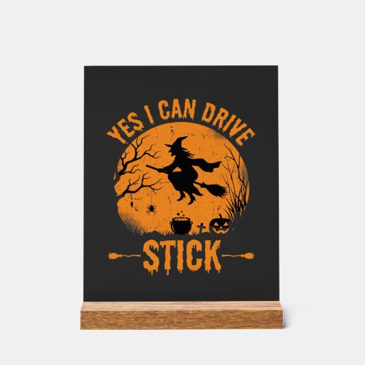Halloween Heks Drive Stick Grafisch_1 Acryl Bord (Voorkant)