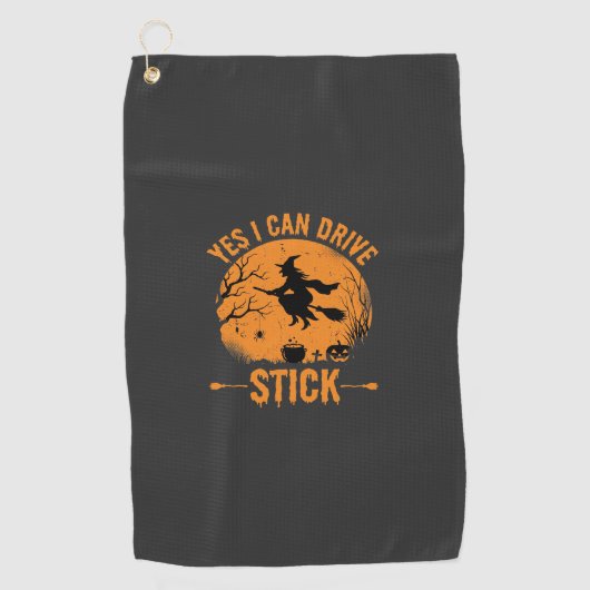 Halloween Heks Drive Stick Grafisch_1 Golfhanddoek (Voorkant)