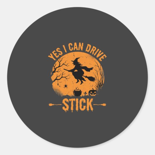 Halloween Heks Drive Stick Grafisch_1 Ronde Sticker (Voorkant)